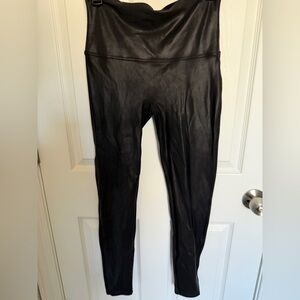 SPANX Black Faux-Leather Leggings